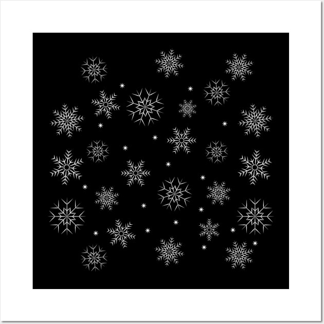 Black and white snowflake winter pattern Wall Art by JDP Designs
